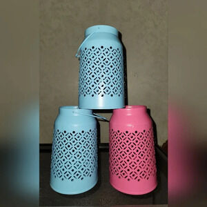 Pink Blue metal lanterns candle holders decor
